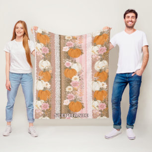 Cobertor De Velo Autumn Pumpkins & Floral Lace Sem Olhos Padrão