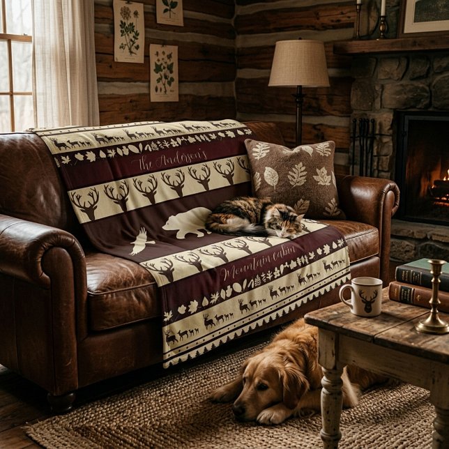 Cobertor De Velo Autumn woods personalized cabin (Criador carregado)