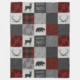 Cobertor De Velo Aventura Aguarda Fleece Blanket - Vermelho, Preto,