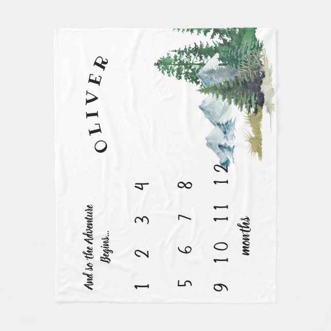 Cobertor De Velo Aventura Começa O Milestone Do Bebê Da Floresta (Frente)