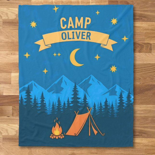 Cobertor De Velo Aventura Noturna de Acampamento Retrô (Criador carregado)
