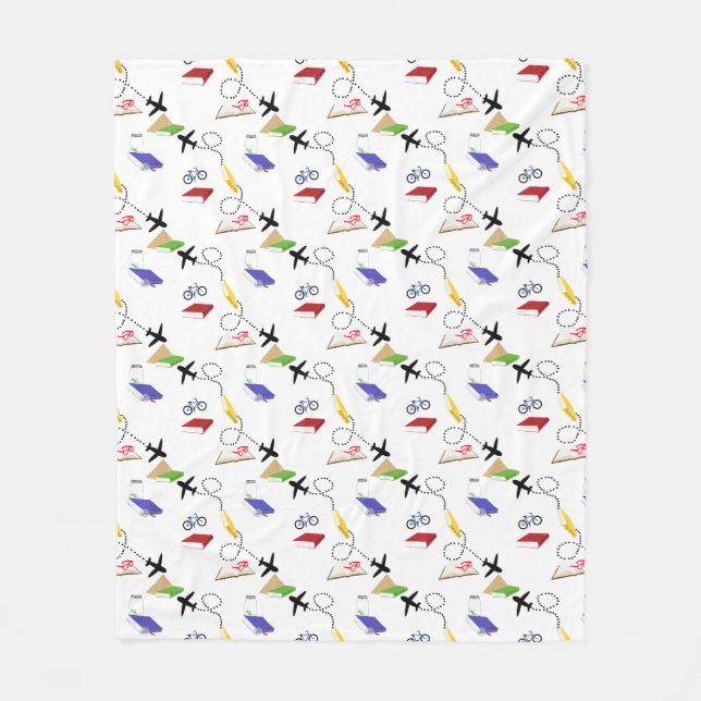 Cobertor De Velo Avião, Bicicleta, Livros, Vermelho, Amarelo, Viage (Frente)