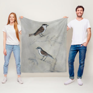 Cobertor De Velo Aviary prateado   um par de pássaros