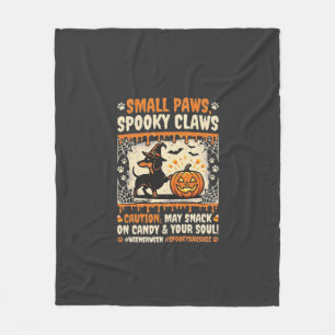 Cobertor De Velo Aviso Assustador de Dachshund de Halloween