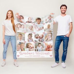 Cobertor De Velo Avós Bençãos 16 Corações Rosa Fotográficos Branco