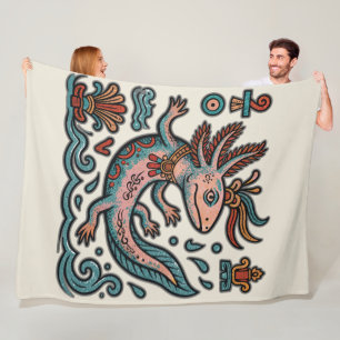 Cobertor De Velo Axolotl Asteca Xolotl pedra erodida tribal boho ar