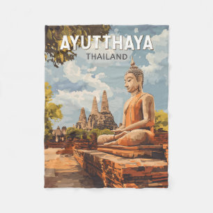 Cobertor De Velo Ayutthaya Thailand Viagem Art Vintage