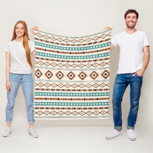 Cobertor De Velo Aztec Teal Terracotta Black Cream Padrão Misto