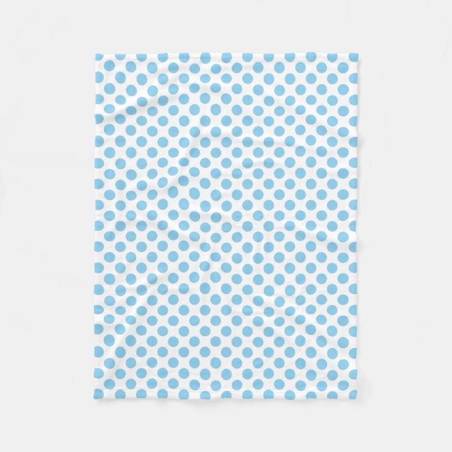 Cobertor De Velo Azul-bebê em Bolinhas brancas de tamanho médio (Frente)