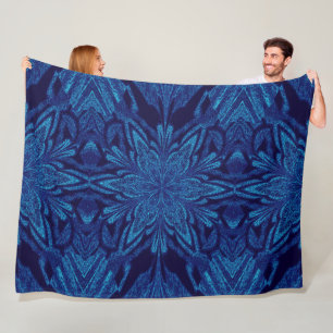 Cobertor De Velo Azul-boêmico-abstrato a preto Jasmine Floral