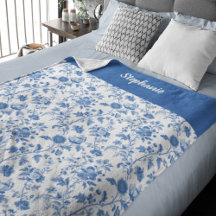 Azul Branco Floral Personalizado Nome