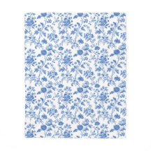 Azul Branco Floral Toile Vintage