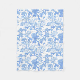 Cobertor De Velo Azul Branco Rosas Florais Padrão Francês Chinoiser