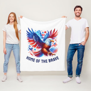 Cobertor De Velo Azul Branco Vermelho Patriótico Americano
