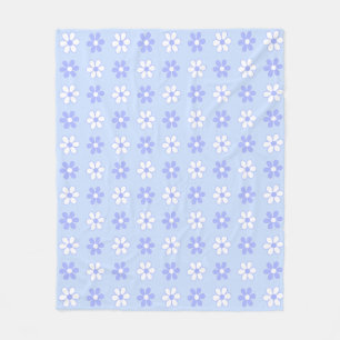 Cobertor De Velo Azul Céu e Flores Brancas em Azul Claro