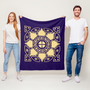 Cobertor De Velo Azul e Dourado