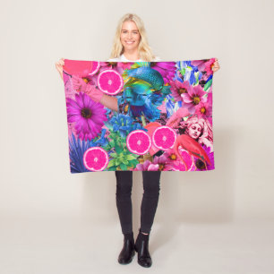 Cobertor De Velo Azul e Rosa.