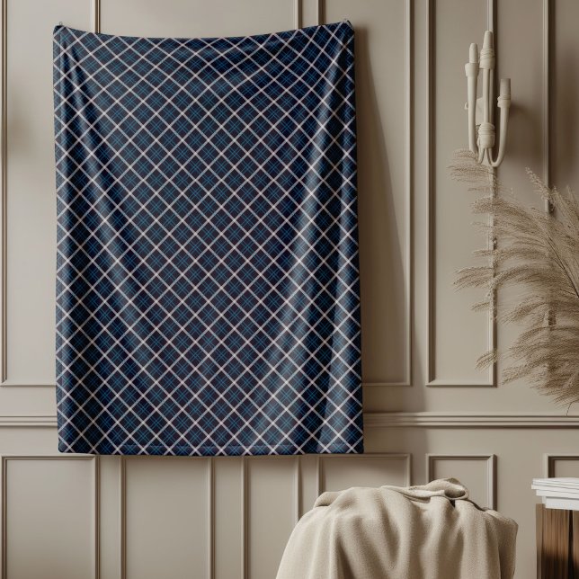 Cobertor De Velo Azul Elegante - Aberto Verificado para Decoração D (Elegant Blue Checkered Blanket for Home Decor)