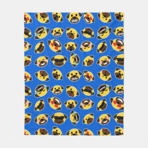 Cobertor De Velo Azul elétrico dos Pugs de Emoji