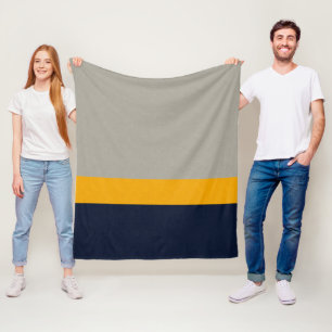 Cobertor De Velo Azul Escuro, Amarelo, Cinzas stripteadas