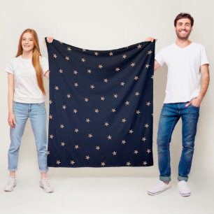 Cobertor De Velo Azul Escuro & Rosa Dourado Estrelas Brilhantes Est