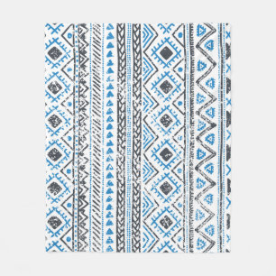 Cobertor De Velo Azul étnico, fundo sem costura branco.