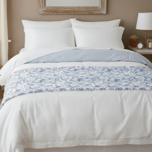 Cobertor De Velo Azul Floral Toile Elegante Vintage