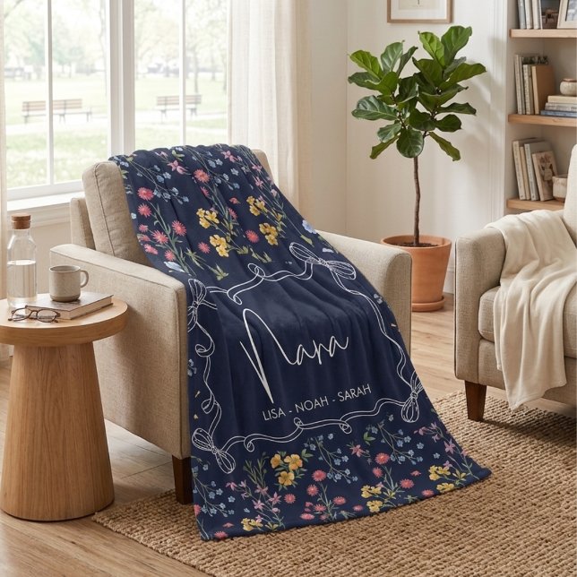 Cobertor De Velo Azul Floral Único Netos da Nana  (Criador carregado)