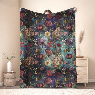 Cobertor De Velo Azul Floral Vintage