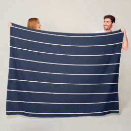 Cobertor De Velo Azul Marinho Clássico com Listras de Marfim
