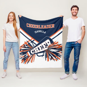 Cobertor De Velo Azul Marinho, Laranja e Branco 📣 Cheerleader