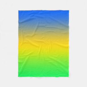 Cobertor De Velo Azul neon, amarelo, gradiente verde, ombre.