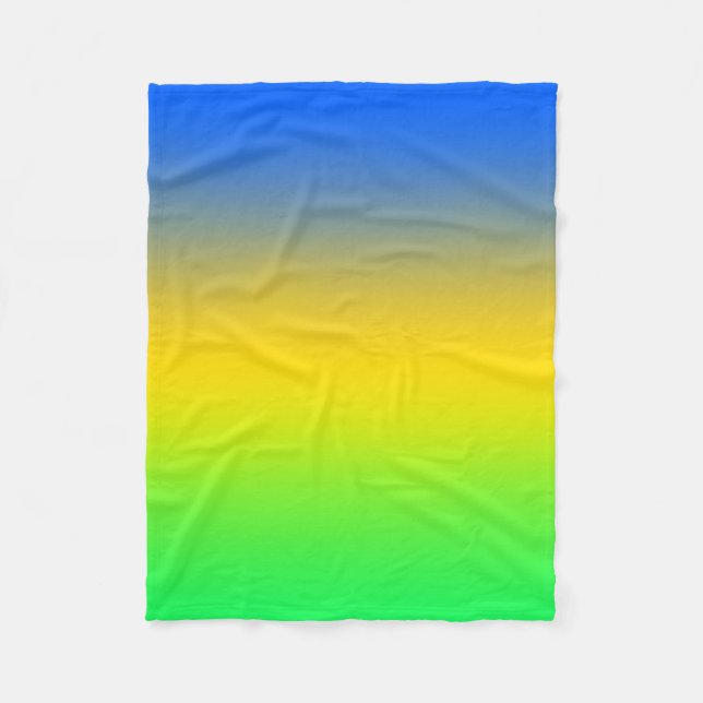 Cobertor De Velo Azul neon, amarelo, gradiente verde, ombre. (Frente)