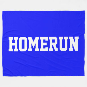 Cobertor De Velo Azul Real Colorido Esportivo Texto HOMERUN Branco