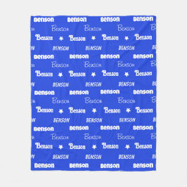 Cobertor De Velo Azul real fofo com nome repetido personalizado