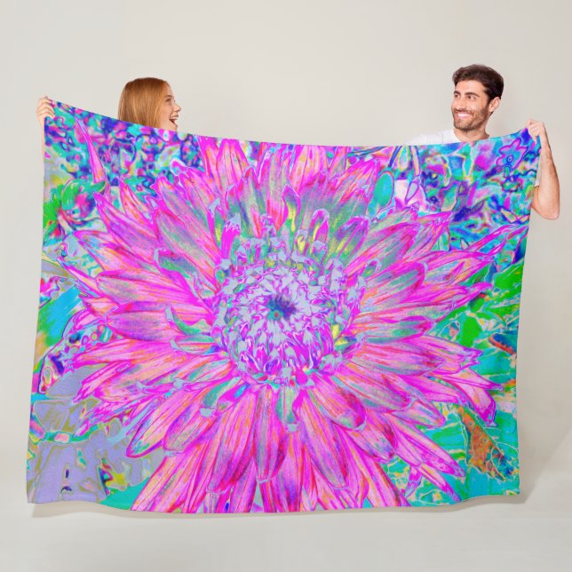 Cobertor De Velo Azul rosa legal e Artsy Roxo Dahlia Bloom (In Situ)