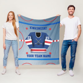 Cobertor De Velo Azul Wh| Rosa Vermelha De Hóquei No Gelo| Player J