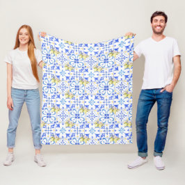Cobertor De Velo Azulejo Azul Francês Padrão de Limão Country