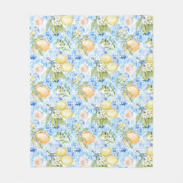Cobertor De Velo Azulejo Azul País Francês Amarelo Limão Aquarela