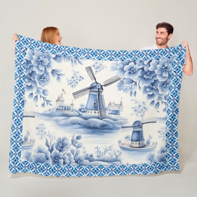 Cobertor De Velo Azulejo de Flor de Moinho de Vento Blue Delft (In Situ)