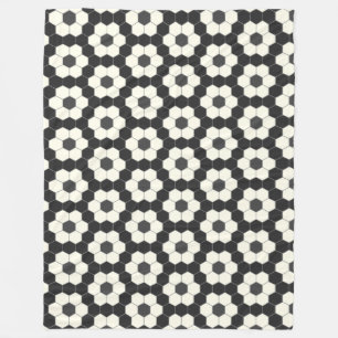 Cobertor De Velo Azulejo de Hexágono Geométrico Retro Preto e Bra