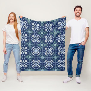 Cobertor De Velo Azulejo marroquino arabesque oge vivid azul branco
