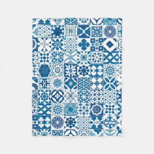 Cobertor De Velo Azulejo marroquino - azul e branco