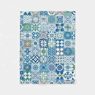 Cobertor De Velo Azulejo marroquino - azul e verde