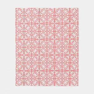 Cobertor De Velo Azulejo marroquino - cor-de-rosa coral e branco