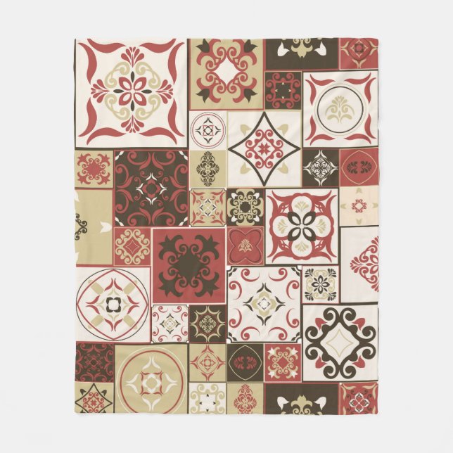 Cobertor De Velo Azulejo PATTERN de marsala-castanho-bege estilo Ma (Frente)