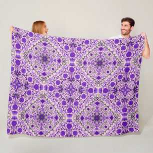 Cobertor De Velo Azulejos florais, cor-de-rosa violeta e algodão do