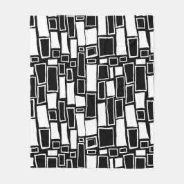 Cobertor De Velo Azulejos Geométricos Preto e Branco Abstratos