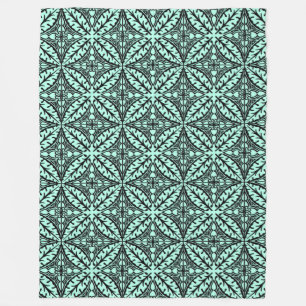 Cobertor De Velo Azulejos marroquinos - azul aqua e preto