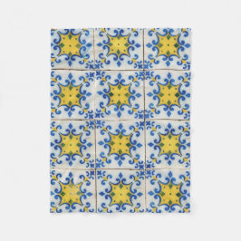 Cobertor De Velo Azulejos Portugueses - Padrão Azul e Amarelo